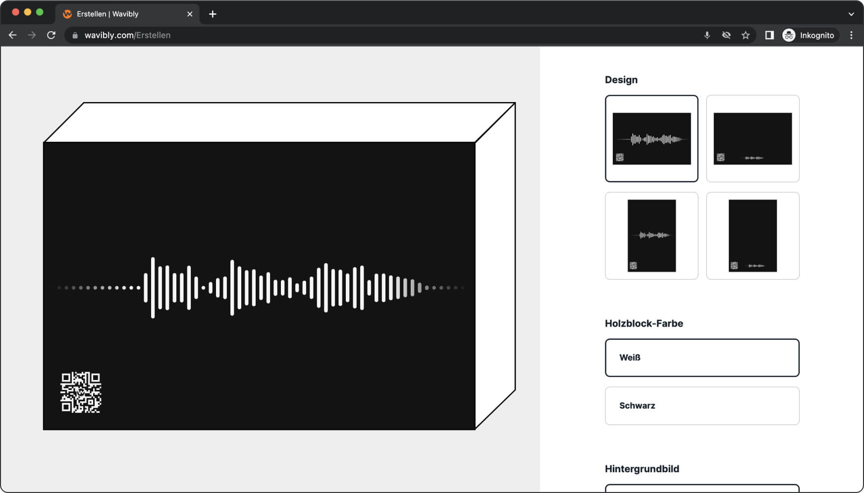 Design von Audiowelle konfigurieren im Wavibly Konfigurator fÃ¼r ein Voice-Bild